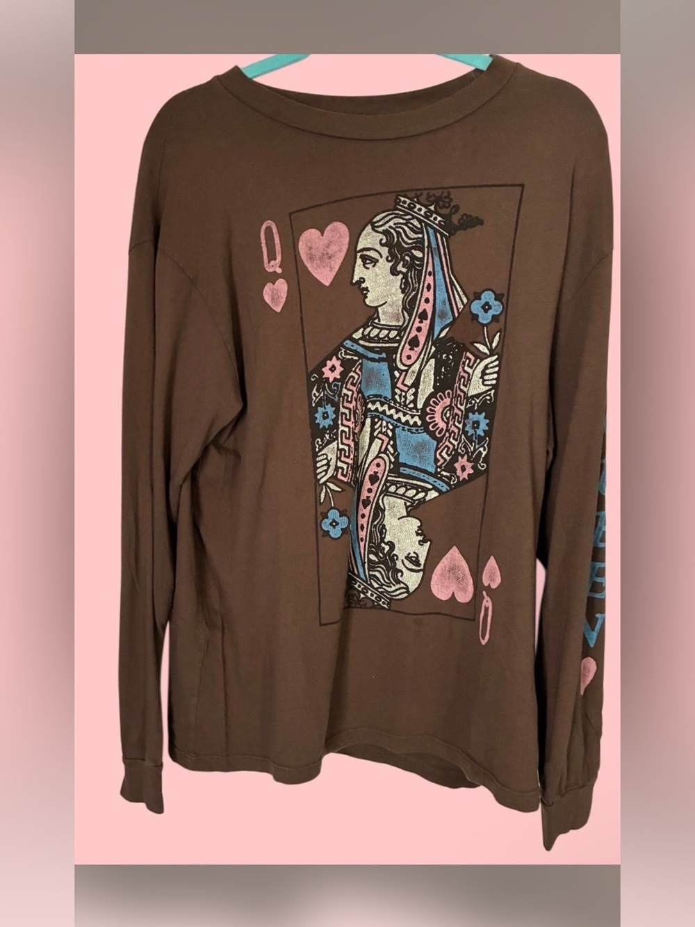 Free People x Daydreamer Brown Graphic Queen of Hearts Tee